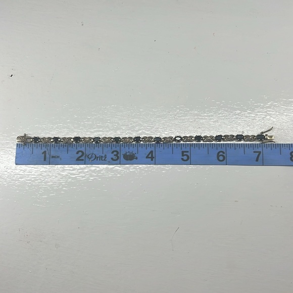 Sterling silver tennis bracelet w/ sapphires - Picture 6 of 6